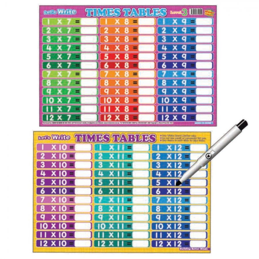 Writing Board Let's Write Times Tables (Level 3) (MM10050) - Click Image to Close