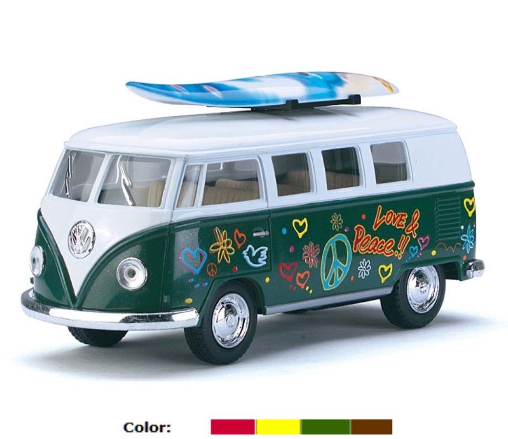 1:32 5" 1962 VW Classical Bus with Printing & Surf Board KT5060DFS - Click Image to Close