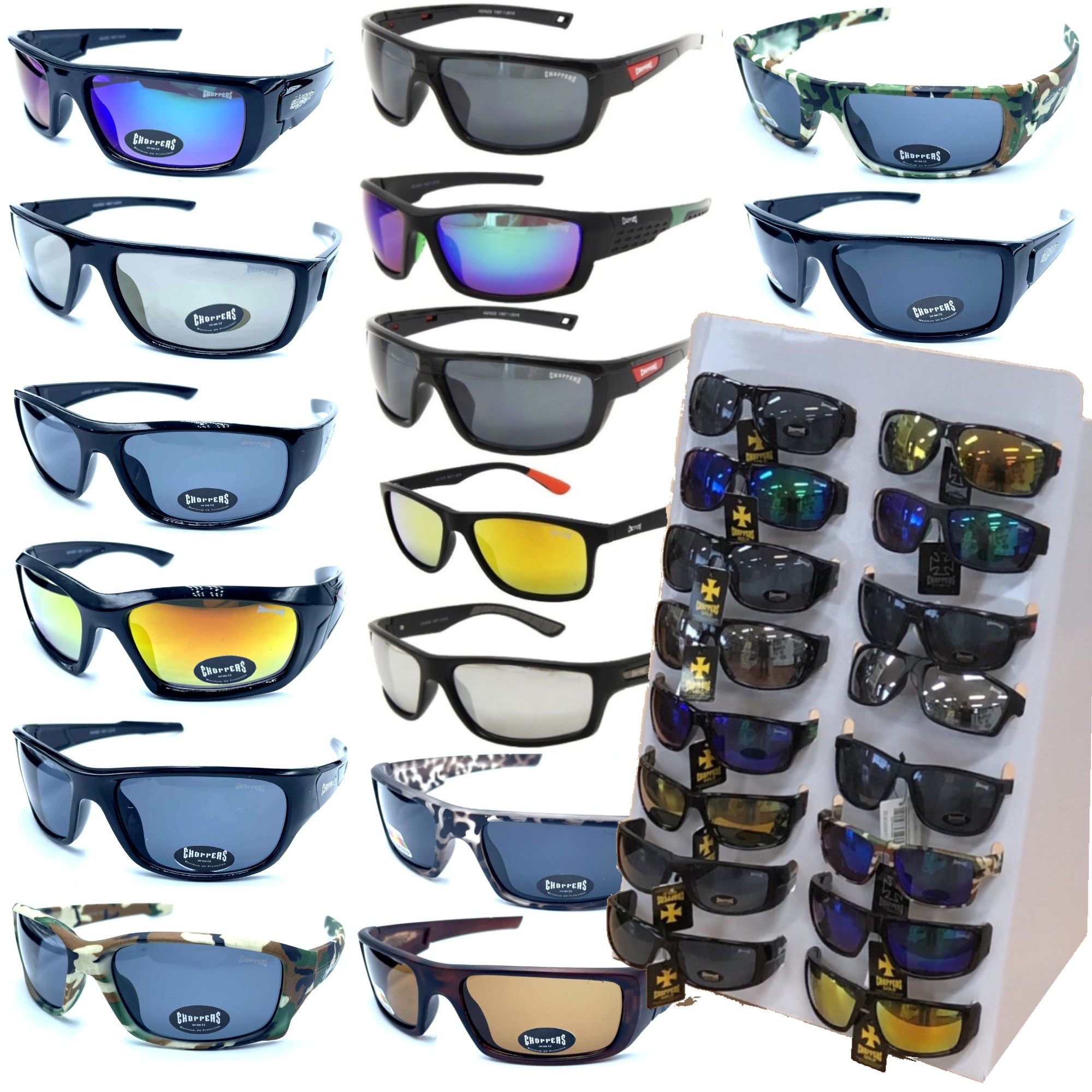 Buy 72 Pairs Choppers Sunglasses with Free Counter Display Stand - Click Image to Close