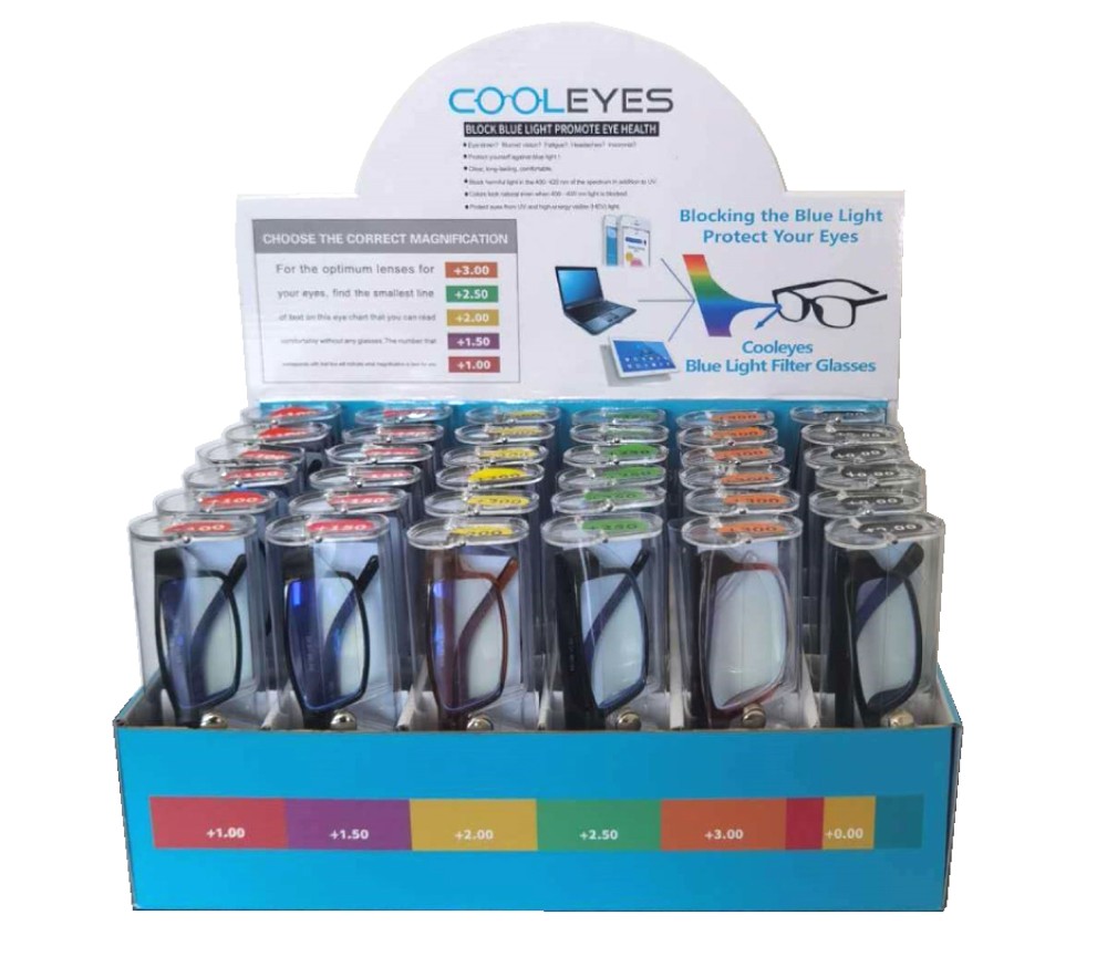 Blue Light Filter Reading Glasses Reading Glasses with Case in Display Box Package R9188/89-CD36 - Click Image to Close