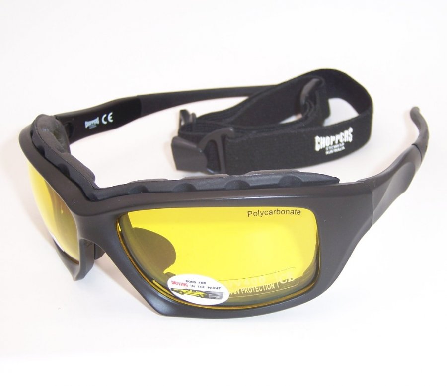Choppers Convertible Night Drive Yellow Lens Goggles Glasses (Anti-Fog Coated) 8968-YL - Click Image to Close