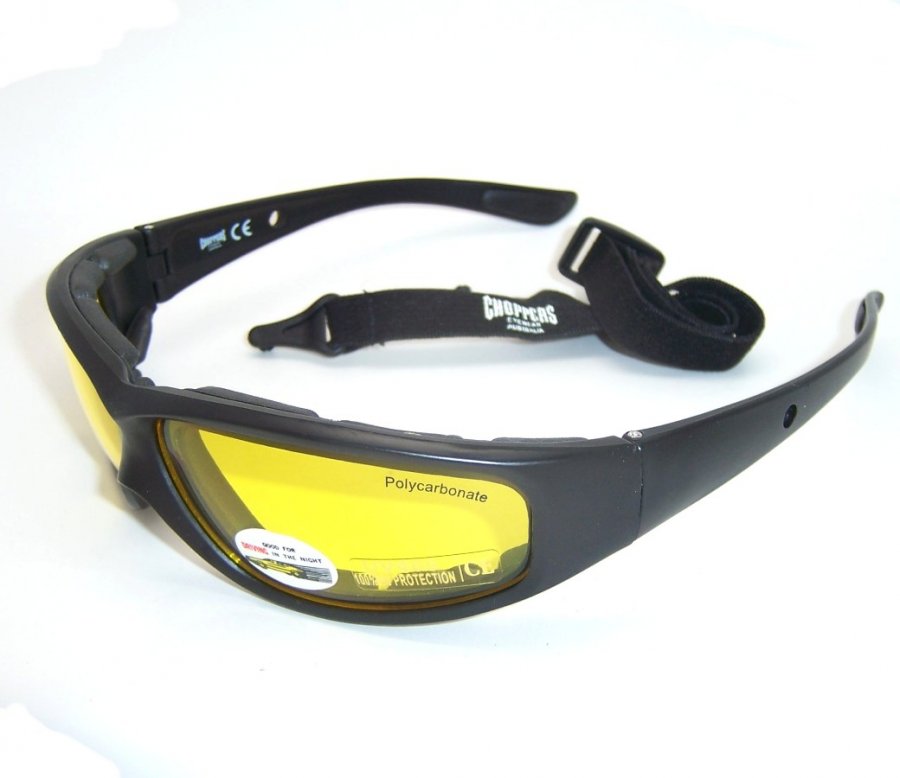 Choppers Night Drive Yellow Lens Goggle Glasses (Anti-Fog Coated) 91747-YL - Click Image to Close