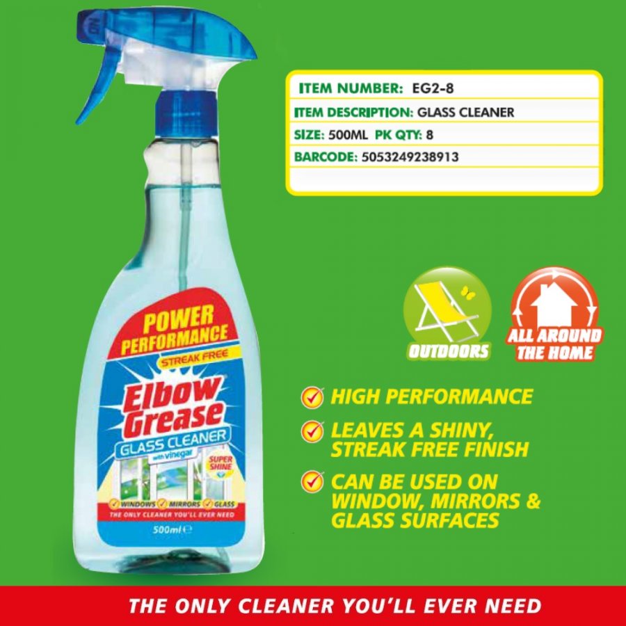ELBOW GREASE GLASS CLEANER 500ML