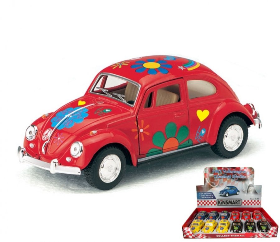 1967 Volkswagen Classical Beetle with Printing Flower 1:32 (5" Asstd Colour) KT5057DF - Click Image to Close