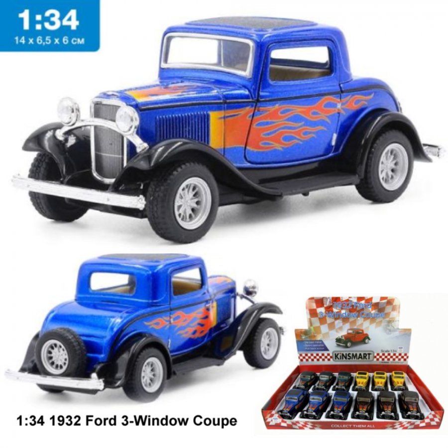 1:34 1932 Ford 3-Window Coupe Hot Rod KT5332DF - Click Image to Close
