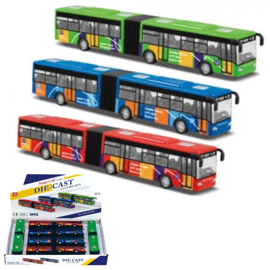 7" Diecast Models 1:64 City Long Bus (3 Assot.) MLQ2555D-6