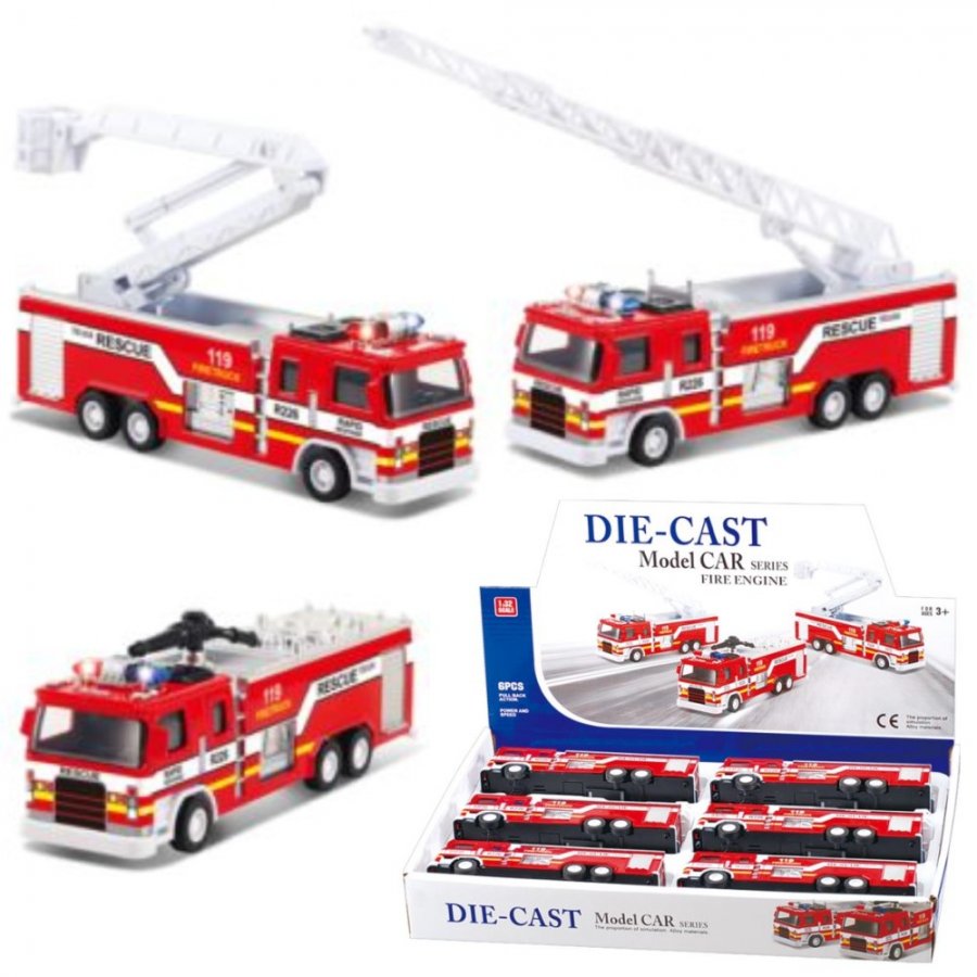 7\" Diecast Models 1:32 Fire Engine Truck (3 Assot) MLQ2558D-6