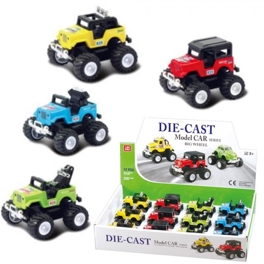 3.5\" Diecast Models 1:64 Big Wheel Jeep (4 Assorted) MLQ2564D-12