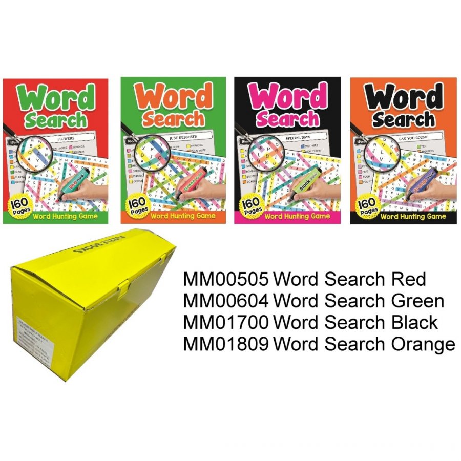 160 Pages Word Search Book 4 Style Mixed, 96 Books Packge (MM160WS2)