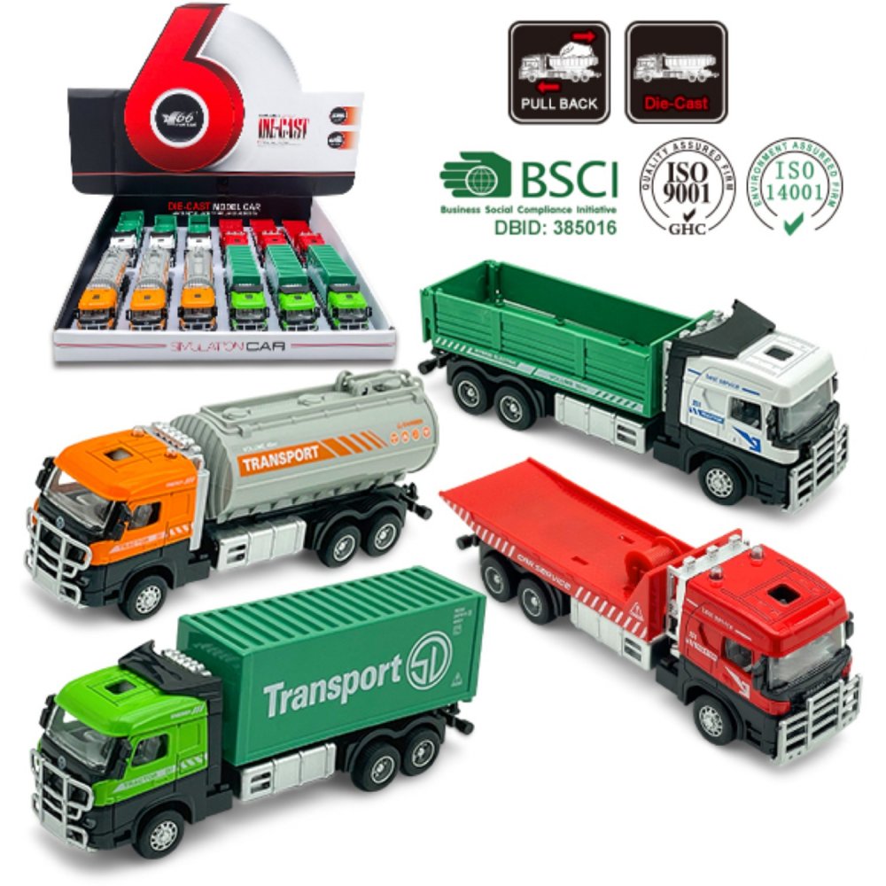 7" Diecast Models City Trucks (4 Assorted) MY2464D-12