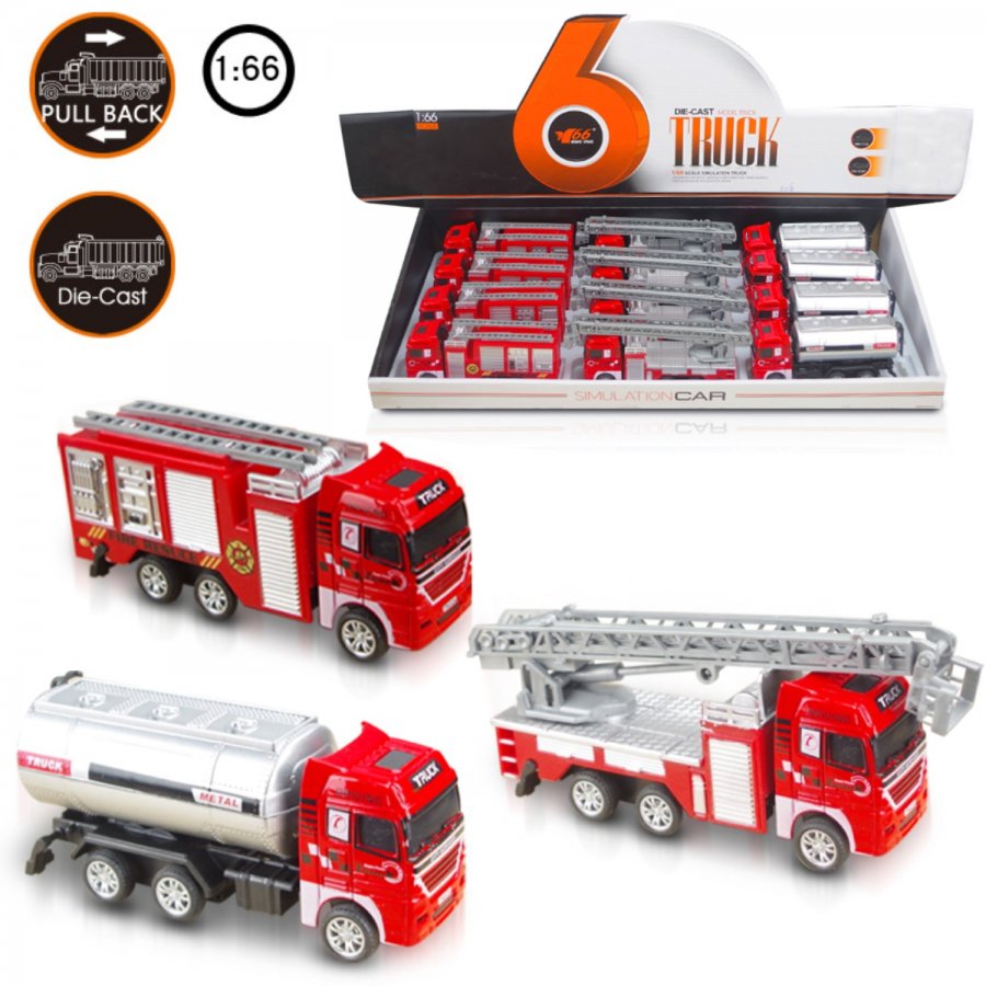 5\" Diecast Models 1:66 Fire Truck (3 Assorted) MY2466D-12
