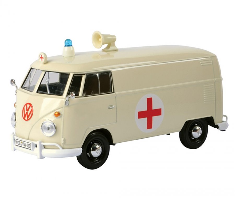 1:24 Volkswagen Type 2 (T1) Delivery Van - Ambulance (Cream) MM79565AB - Click Image to Close