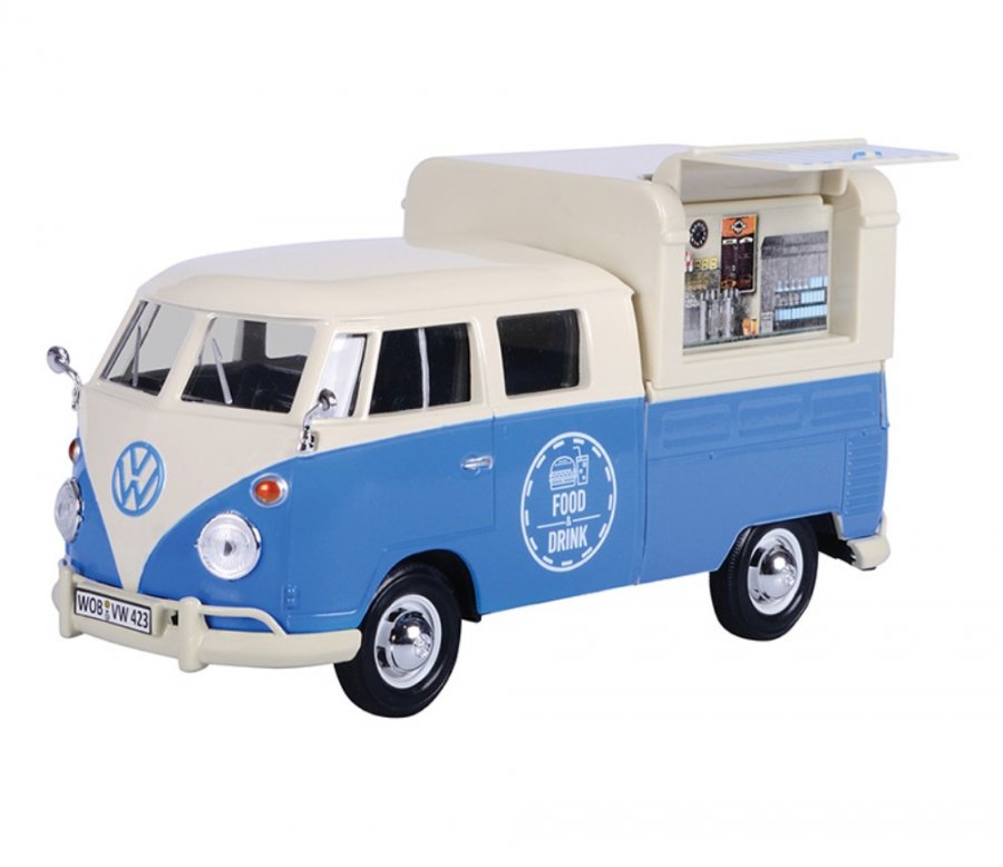 1:24 Volkswagen Type 2 (T1) Food Truck (White with Blue) MM79576FT