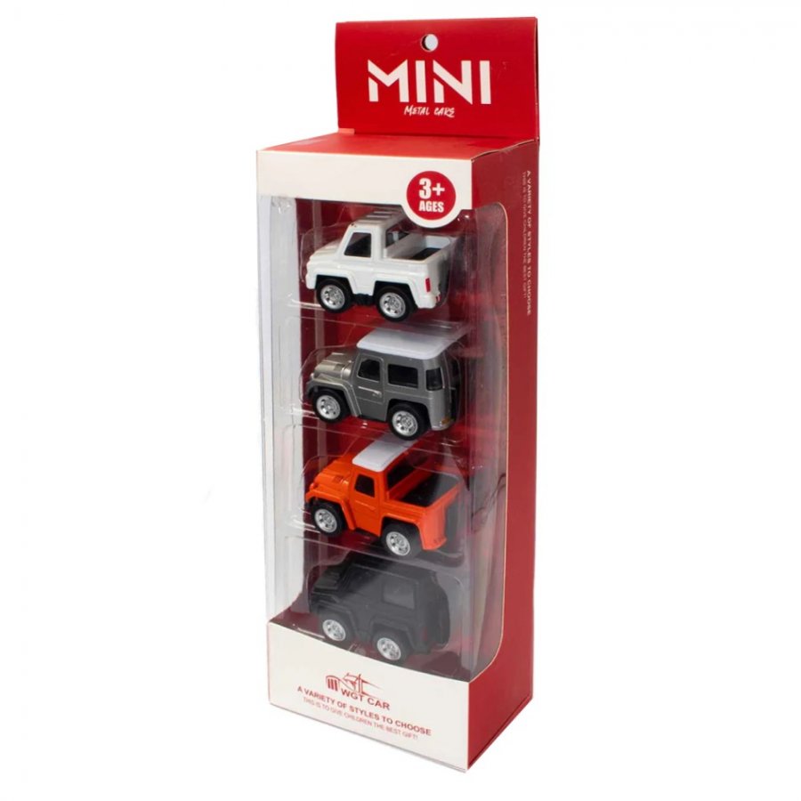 3\" Diecast Mini Pick-Up Vehicle 4 Style Mixed in Hangsell Window Box WGT2408-4