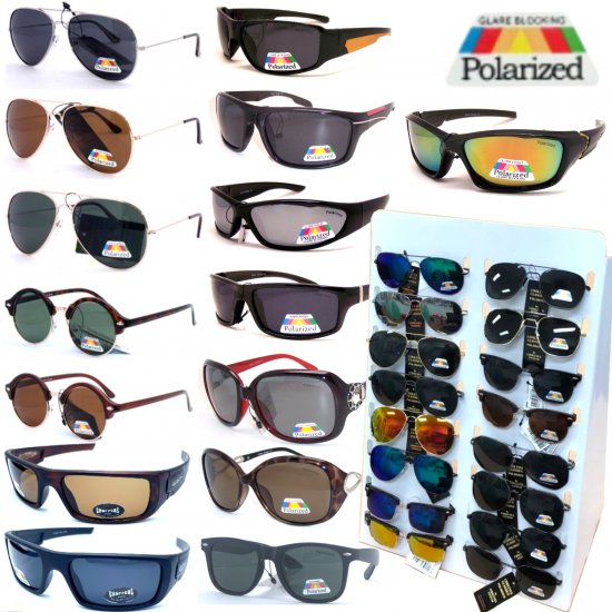 Buy 72 Pairs Polarized Fashion & Sport Sunglasses ($6.00/pair) with Free Counter Display Stand