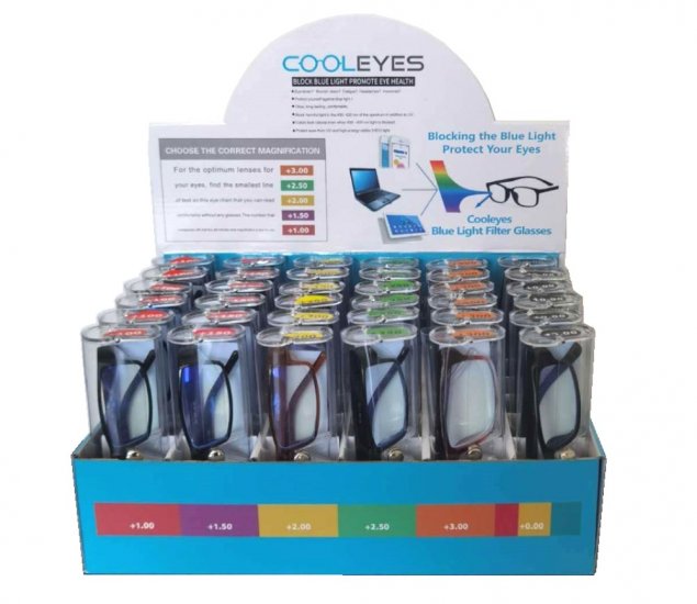 Blue Light Filter Reading Glasses with Case in Display Box Package R9188/89-CD36